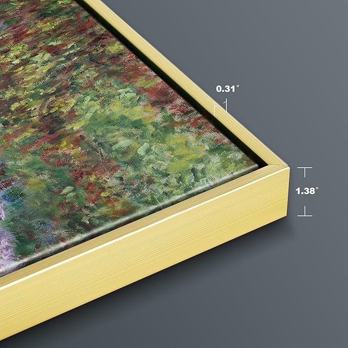 Wieco Art Framed Canvas Print Wall Art Irises in Monet's Garden,1900 by Claude Monet Impressionism Art Print Picture Artwork for Living Room Bedroom Home Kitchen Decorations