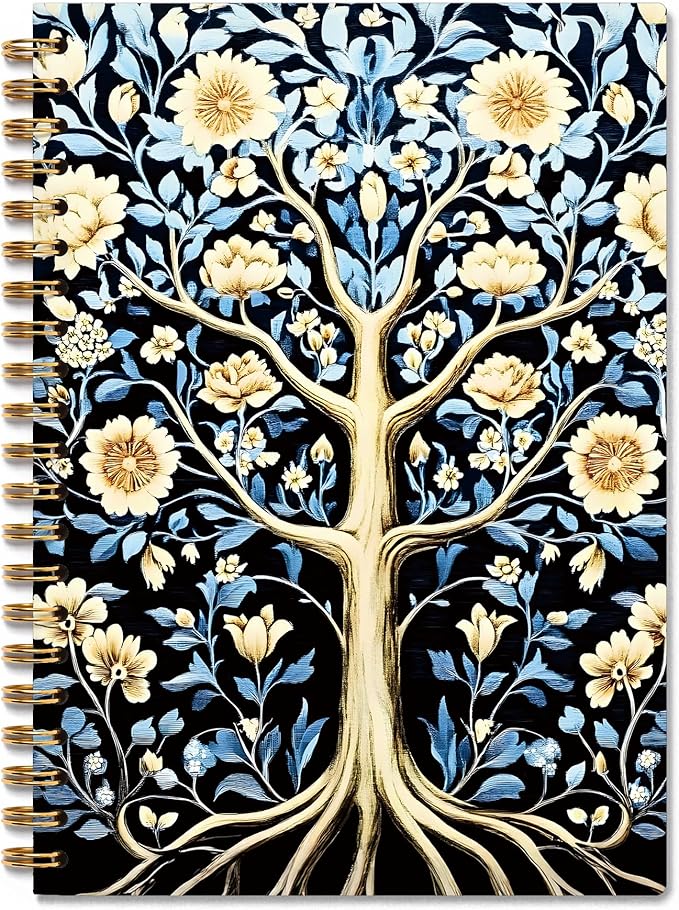 Vintage William Morris Inspired Tree Notebook, Tree of Life Journal, Art Nouveau Aesthetic Spiral Notebook Journal, 5.5x8.3 Inch