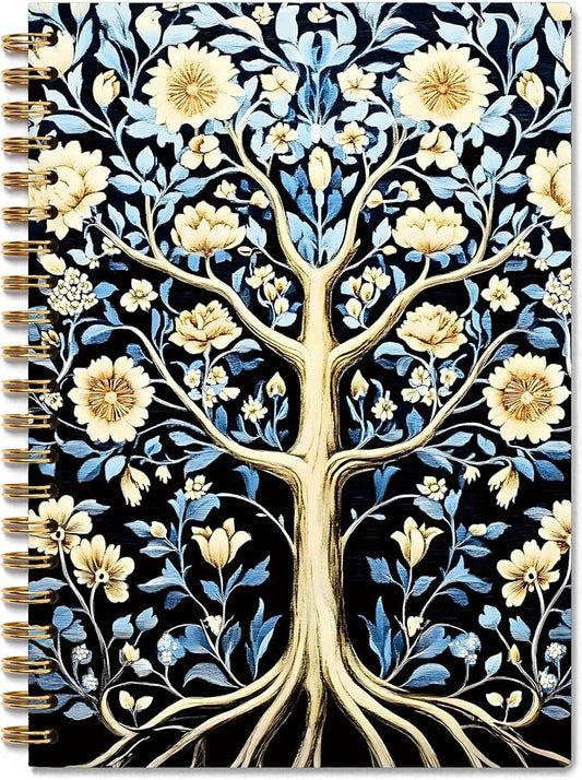 Vintage William Morris Inspired Tree Notebook, Tree of Life Journal, Art Nouveau Aesthetic Spiral Notebook Journal, 5.5x8.3 Inch