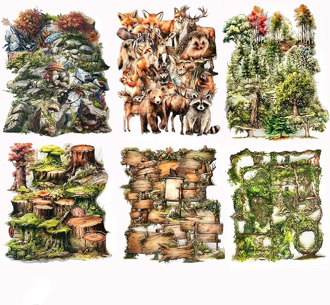 150Pcs Forest Scrapbook Stickers for Journaling,Plant Animal Junk Journaling Sticker,Botanical Nature Stickers for Scrapbooking Supplies,Junk Journal Supplies.(Forest House