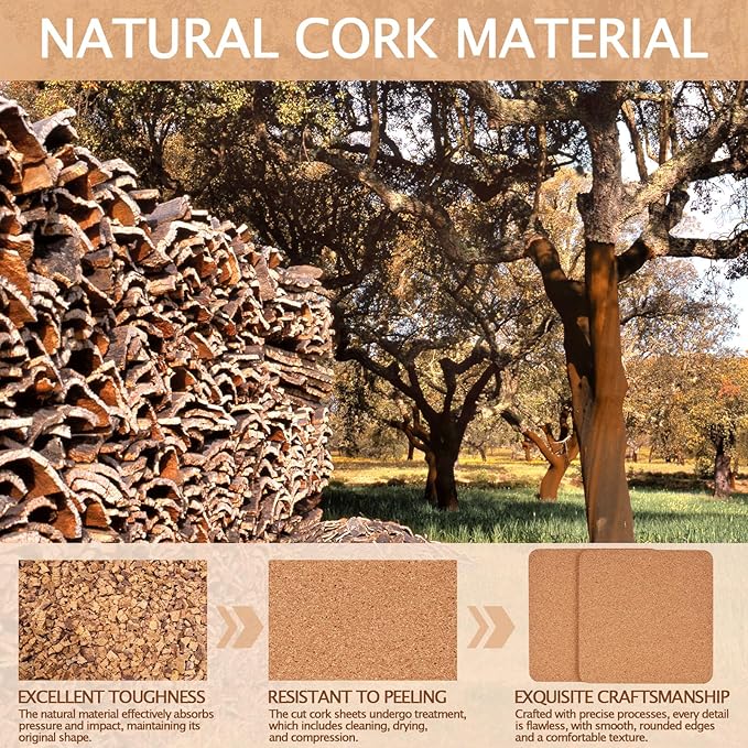 160 Pieces Cork Coasters for Drinks, GOH DODD Thicken Absorbent Blank Coasters for DIY Crafts Laser Engraving Sublimation Wood Burning Plants Painting Housewarming Gifts Wedding, Round, 4 Inch, Square