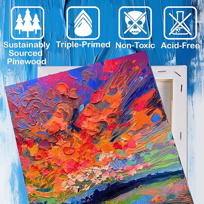 Blank Canvas for Painting, Bulk Pack of 40-8x10 inches, 5x7inch(20 of Each), 100% Cotton, Primed, 5/8 Inch Profile of Super Value Canvas Pack for Acrylics, Oils & Other Painting Media