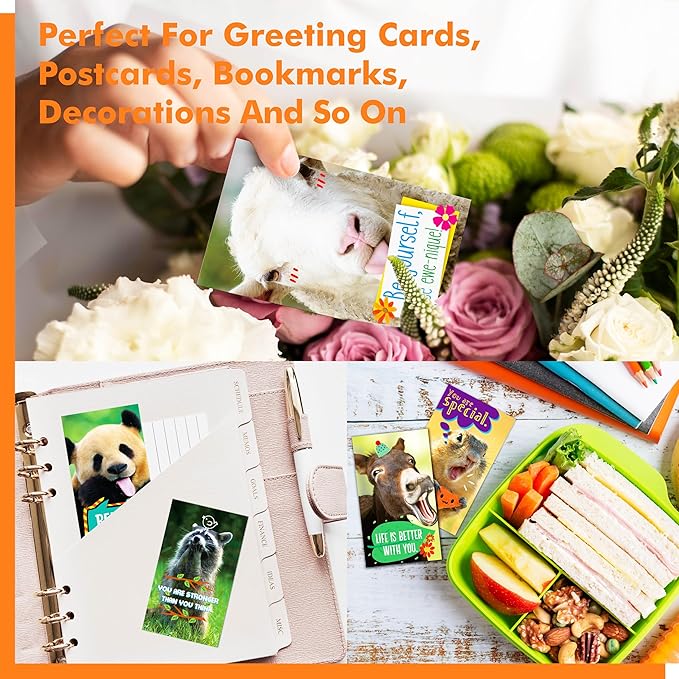 Gethelud 200 PCS Fun Animal Motivational Cards, 60 Designs Encouragement Inspirational Cards Funny Note Card, Positive Affirmation Card for Students Adults Kids (2” x 3.5”)