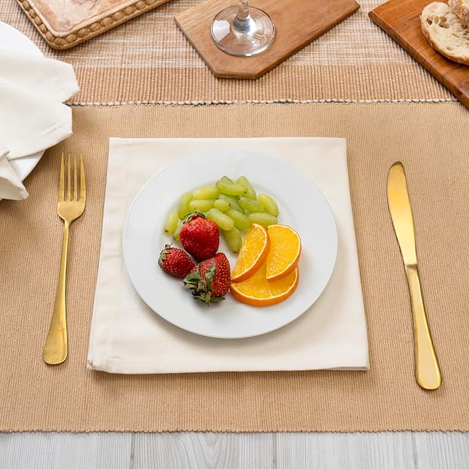 Blue Needles Solid Cloth Napkins Set of 12 Cream 100% Cotton Dinner Napkins 18x18 inches - Soft, Reusable, Absorbent & Washable Linen, Ideal for Christmas Events, Parties & Everyday Use
