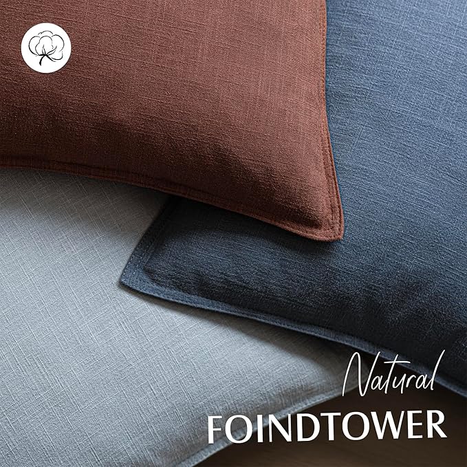 Foindtower Pack of 2, Decorative Linen Soild Throw Pillow Covers Soft Accent Euro Cushion Case Boho Farmhouse Pillowcase for Chair Couch Sofa Bedroom Living Room Home Decor 20 x 20 Inch Rust Red