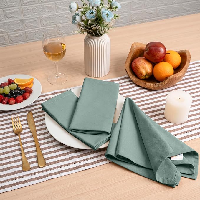Blue Needles Solid Cloth Napkins Set of 12 Hunter Green 100% Cotton Dinner Napkins 18x18 inches - Soft, Reusable, Absorbent & Washable Linen, Ideal for Christmas Events, Parties & Everyday Use