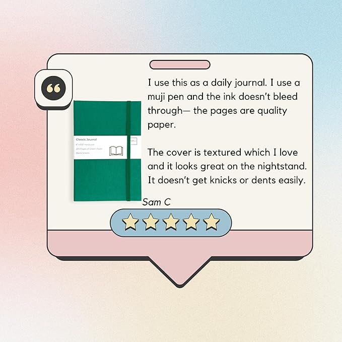 Portage Blank Hardcover Aesthetic Notebook Writing Journal – Bleed-Proof Paper Notepad for Journaling, High GSM, A5 Notebook, Cream Pages - Hunter Green, 6 x 8.5 Inches, 224 Pages
