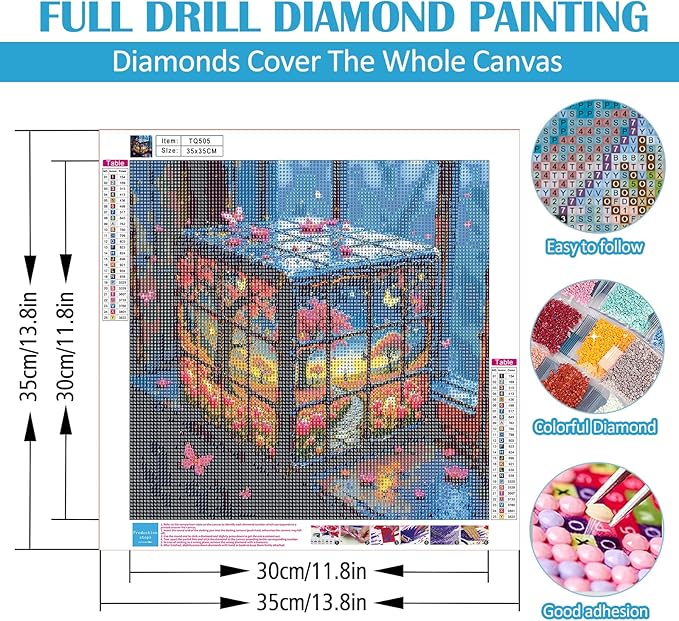 Flower Butterfly Tree Diamond Painting Kits for Adults, 5D Diamond Art Kits for Adults Beginners, DIY Full Round Drill Diamond Dot Painting Gem Art Kits for Adult, Home Wall Decor 13.8x13.8 Inch