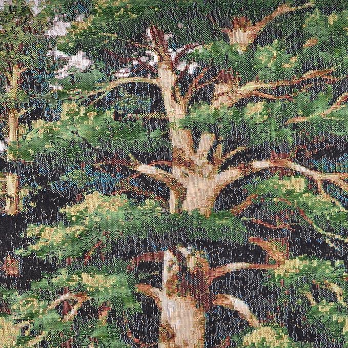 AureoMadis Premium Large Jacquard Woven Forest Tapestry 49"x28" - Vintage Pine Woods River Landscape Wall Hanging, Fully Lined Fine Art Decor with Dual Rod Pockets