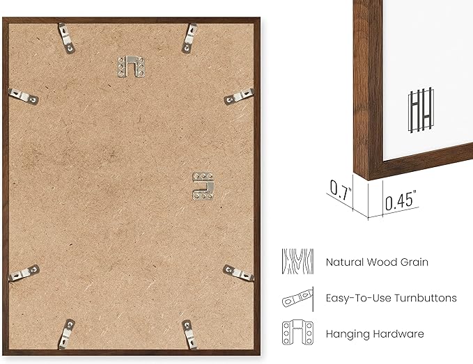 HAUS AND HUES 16x24 Walnut Oak Frame Set of 25 - Bulk Wooden Poster Holders, Rustic Gallery Pack