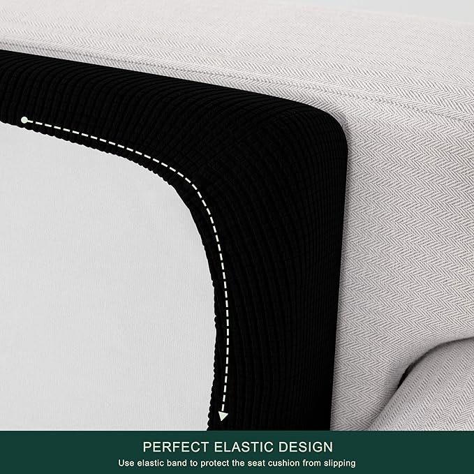 CHUN YI Stretch Chair Couch Cushion Cover for Armchair, Individual Sofa Seat Cushion Covers for Chairs, Slipcover Replacement with Spandex Jacquard Fabric(Small,Black)