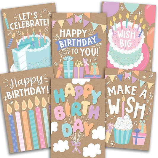 Hadley Designs Happy Birthday Cards Bulk with Envelopes - 54 Assorted Birthday Cards for Kids & Adults, Bulk Greeting Card Pack for Office, Generic Bday Notecards with Envelopes, Designed in USA