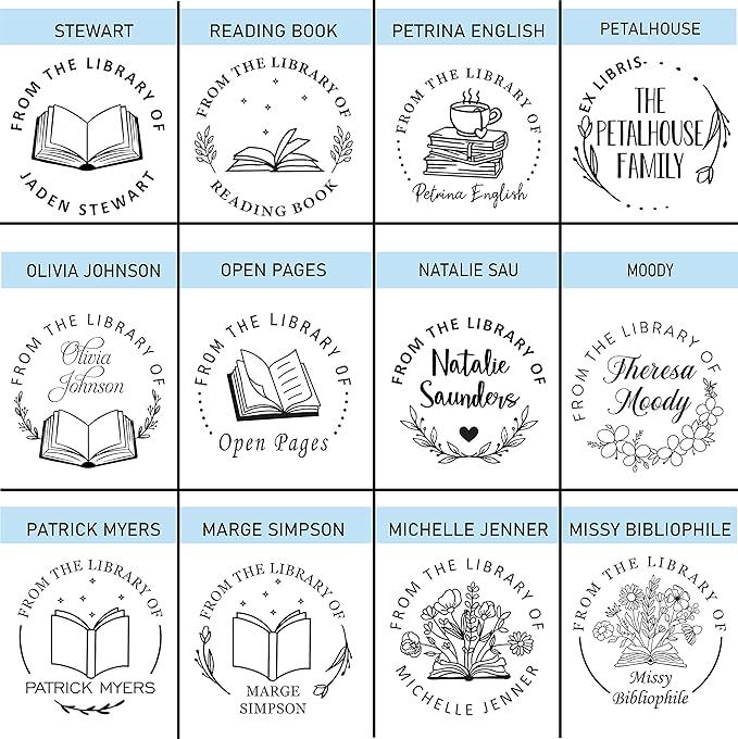 Book Embosser by StampBoss, Custom Made with Your Choice of Design. from The Library of, Personalized Gift. Add Gold foils