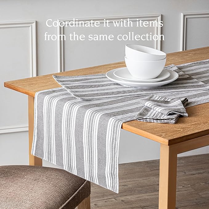 Over&Back Set of 4 Woven Placemats - Colorful Dining Table Mat - 100% Cotton - Machine Washable - Kitchen and Home Decor - Grey - 14" L X 20" W