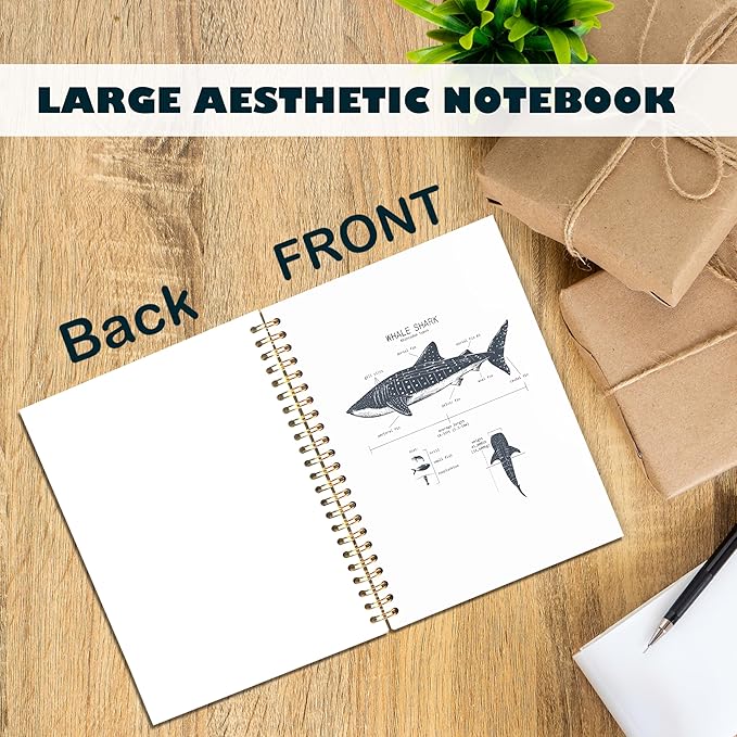 Whale Shark Notebook Journal for Note Taking, Marine Biology Gifts, Ocean Animal Beach Spiral Notebook, Ocean Themed Gifts, 5.5x8.3 Inch