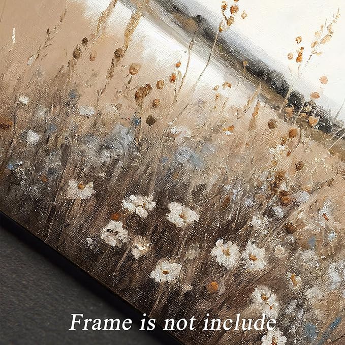 Vintage Wall Art, Farmhouse Wall Decor Wildflower Field Country Wall Painting Canvas Prints Autumn Landscape Oil Painting Wall Decor Vintage Art Pictures for Bedroom Bathroom Kitchen Decor( 8" x 10"-UNFRAMED)