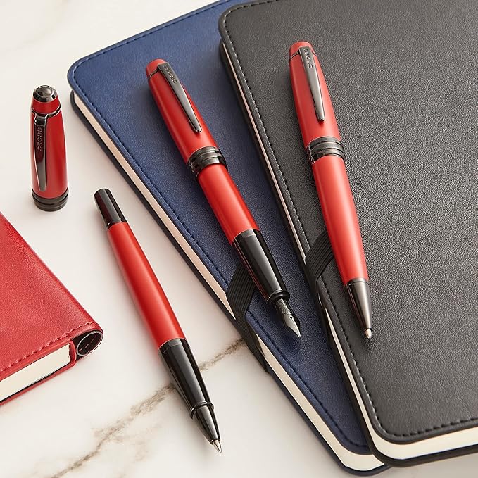 Cross Bailey Refillable Rollerball Pen Presented in a Premium Gift Box - Medium Point, Black Ink, Matte Black