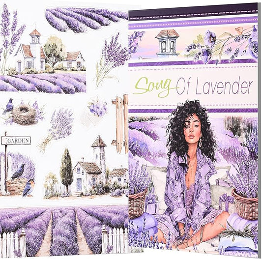 Junk Journal Sticker Book, Lavender Journaling Stickers, Purple Scrapbook Supplies, Pre-Cut Aesthetic Scrapbooking for Adults, Decorative Ephemera Bullet Planner DIY Arts Craft Collage