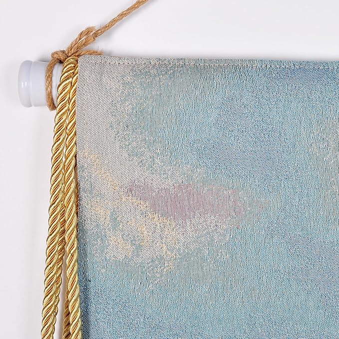 Vintage Nature Tapestry Wall Hanging Set with Telescopic Rod & Tassels - Jacquard Woven Fabric Aesthetic Country Landscape Wall Tapestry for Bedroom/Living Room Decor Green Art (42"x27") (Vibrant - coastal, lighthouse by crashing waves)