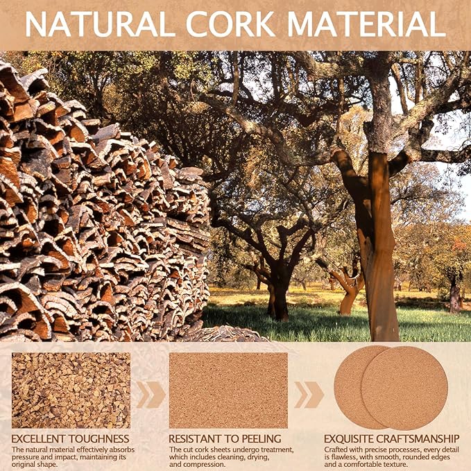 60 Pieces Cork Coasters for Drinks, GOH DODD Thicken Absorbent Blank Coasters for DIY Crafts Laser Engraving Sublimation Wood Burning Plants Painting Housewarming Gifts Wedding, Round, 4 Inch
