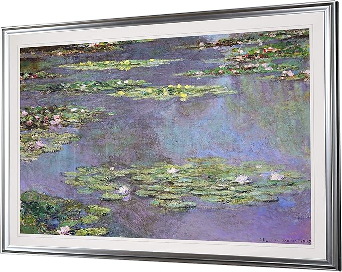 Water Lilies 1905 01 by Claude Monet Fine Giclee Prints Wall Art in Premium Quality Framed Ready to Hang - Silver Frame
