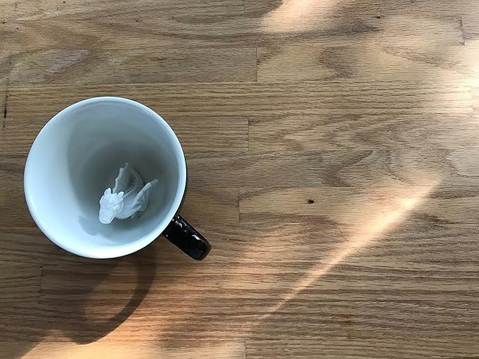 creature cups Dragon Ceramic Cup (11 Ounce, Black) - Hidden Animal Inside - Holiday and Birthday Gift for Coffee & Tea Lovers