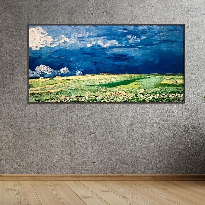 OKRA Vincent Van Gogh Wheatfield Under Thunderclouds Poster Nature Wilderness Landscape Fine Art Illustration Impressionist Art Modern Home Wall Decor Unframed(16x32in/40x80cm)