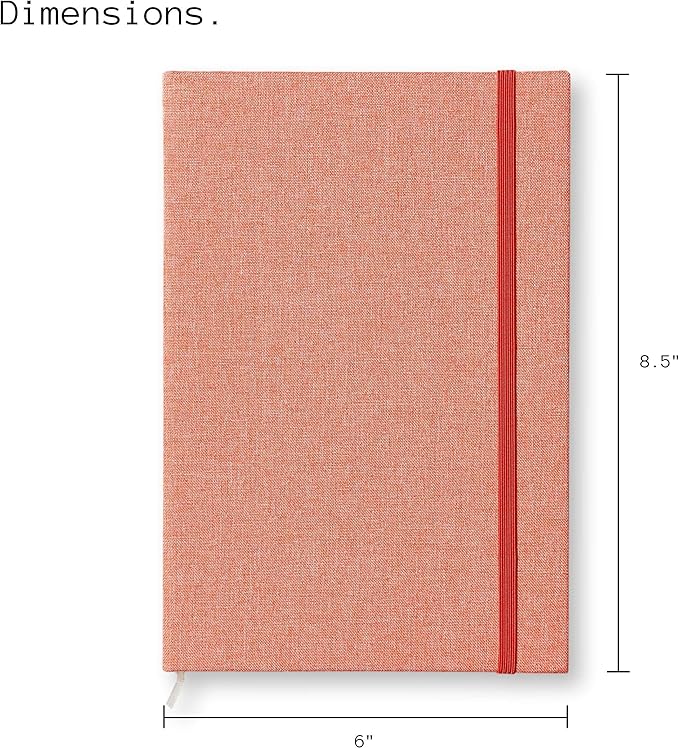 Portage Blank Hardcover Aesthetic Notebook Writing Journal – Bleed-Proof Paper Notepad for Journaling, High GSM, A5 Notebook, Cream Pages - Salmon, 6 x 8.5 Inches, 224 Pages
