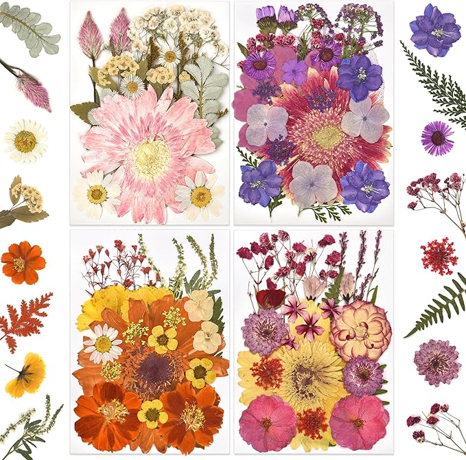 DALARAN 95Pcs Dried Pressed Flowers for Resin Mold Real Natural Bulk Big Dry Floral Leave for DIY Art Crafts Resin Jewelry Making Scrapbook Supplies Card Making Soap Candle DIY