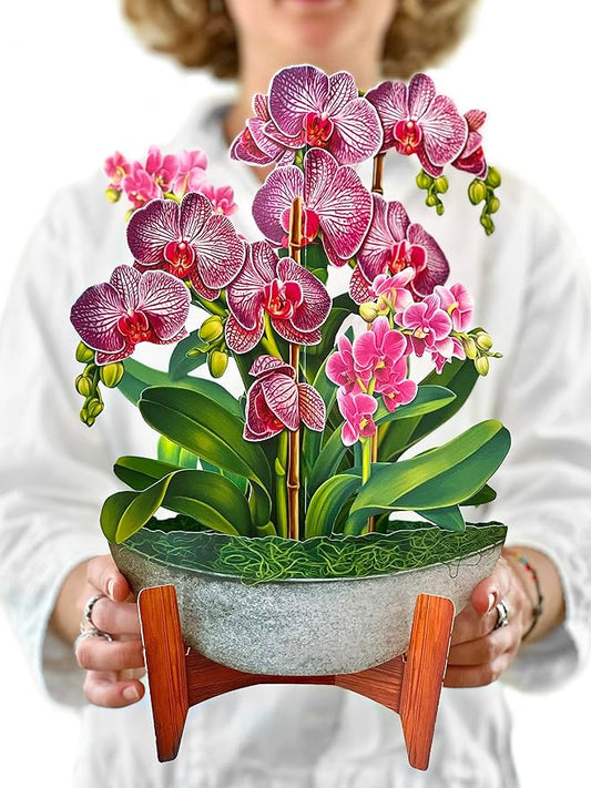 Freshcut Paper Pop Up Cards, Orchid Oasis, 12 Inch Life Sized Forever Flower Bouquet 3D Popup Greeting Card, Birthday Cards, Get Well Gifts, Blank Notecard & Envelope