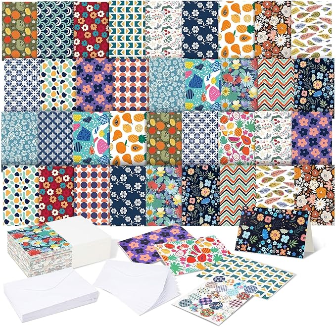 Engrowtic 200 Pcs Blank Cards with Envelopes All Occasion Blank Greeting Cards Notecards with Envelopes Bulk 4 x 6 Inches Greeting Accessories with Stickers for Women Men Adults Thank You 20 Styles