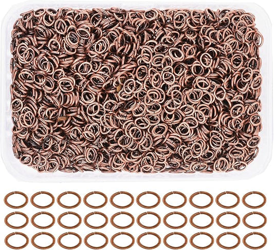 Mandala Crafts 5X4mm Antique Copper Oval Jump Rings Jewelry Findings Metal O Rings for Jewelry Making Supplies - 2400 Small Open Jump Rings Kit for Necklace Earring
