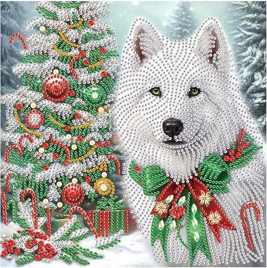 Tontut Diamond Painting Kit for Adult Beginners, White Wolf Dog 5D Special Diamond DIY Crystal Rhinestone Crafts for Home Wall Decoration