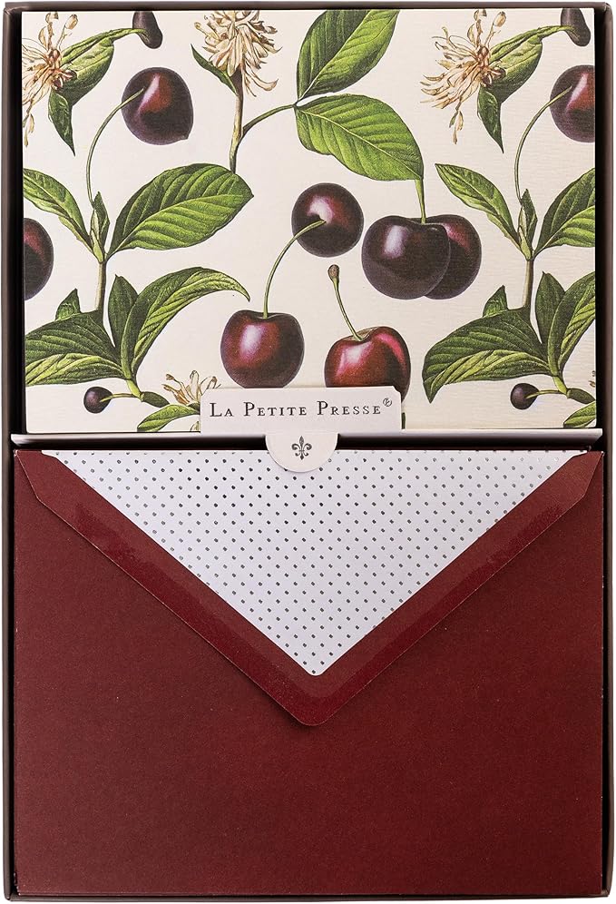 Cerise Designer Cards by Graphique Luxe Collection, Silver Foil Embossed Stationary Boxed Set, 10 Blank Cards with 11 Envelopes, All Occasion Greetings, 5.25" x 3.8"