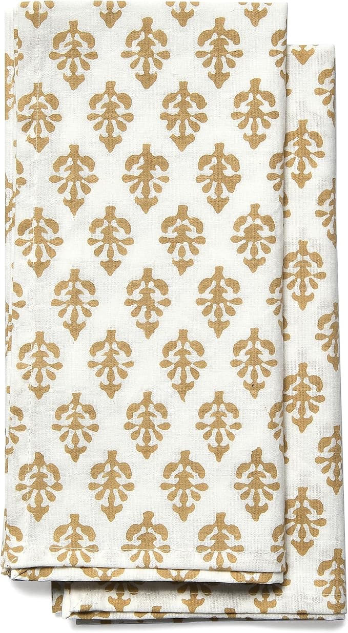 CPC Cloth Napkins Set of 4 Cotton Printed Dinner Hand Print Napkins I Wedding Cocktail Cloth Floral Napkins I 18x18 in I Yellow Flower