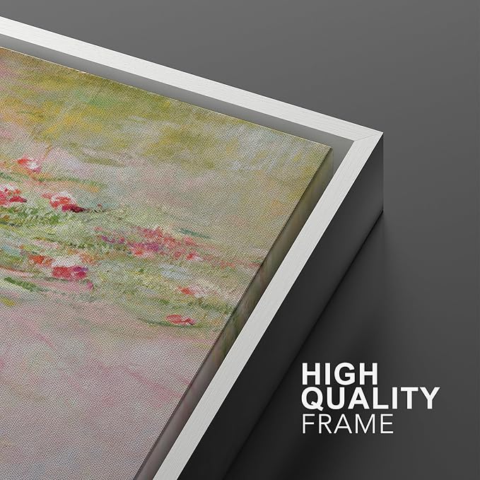 SIGNWIN Framed Canvas Print Wall Art Set Impressionist Water Lily Illustration Modern Art Minimalism Decorative for Living Room, Bedroom, Office - 16"x24"x2 White