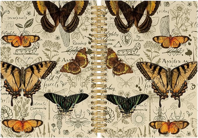 Vintage Butterfly Journal Notebook - Retro Butterflies Aesthetic Notebooks College Ruled for Work School, Gifts for Butterfly Lovers Women, Office Supplies, Hardcover Spiral Notebook 5.5"x8.3"