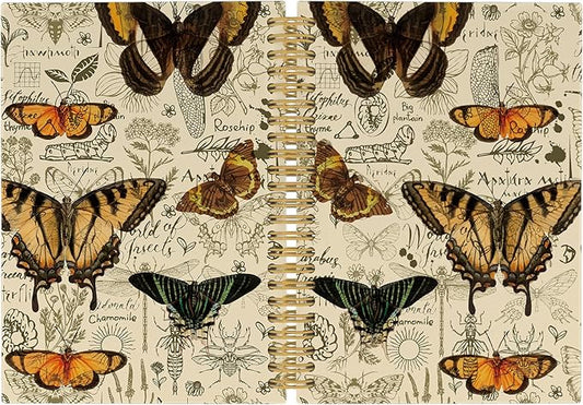 Vintage Butterfly Journal Notebook - Retro Butterflies Aesthetic Notebooks College Ruled for Work School, Gifts for Butterfly Lovers Women, Office Supplies, Hardcover Spiral Notebook 5.5"x8.3"