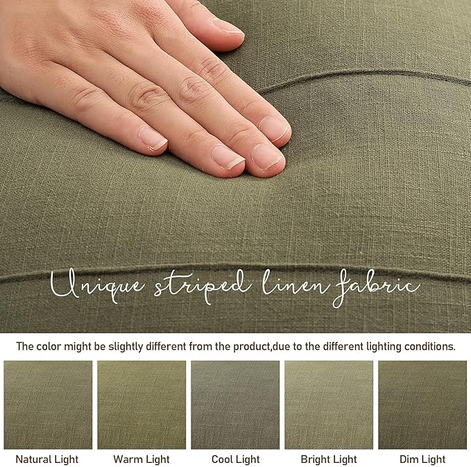 ZWJD Christmas Linen Throw Pillow Covers 24x24 Set of 2 Solid Handcrafted Striped Cushion Covers for Bed Soft Xmas Decorative Pillow Covers for Couch Bedroom Living Room Christmas Decor(Olive Green)