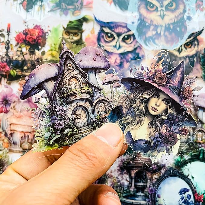 Yoksas 120Pcs Gothic Mystery Witch Stickers - Waterproof Dark Magic Witchy Stickers for Scrapbooking,Junk Journals,Witchcraft Supplies