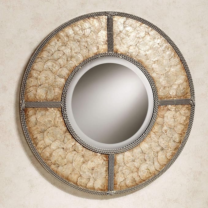 Touch of Class Capiz Shell Round Wall Mirror Gold