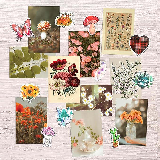 Artivo Aesthetic Wall Collage Kit, Cottagecore & Boho Nature Posters, Bedroom Decor for Teen Girls, 50 Set 4x6 inch