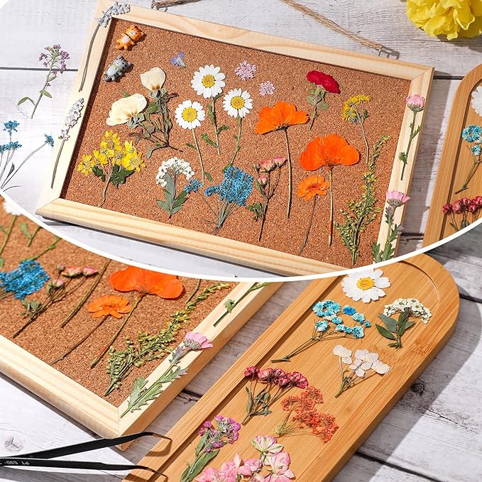 Nuanchu Dried Flower for Crafts Resin Pressed Flowers Bulk, Real Dried Wildflowers Leave Natural with Tweezer for Resin Mold Scrapbooking Nail Soap Candle Cake Card Making Christmas Craft DIY Supplies