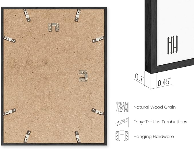 Haus and Hues 12x16 Black Oak Wood Picture Frames Set of 15 - Premium Bulk Picture Frames 12x16 Bundle - Elegant Gallery Wall Frame Set for Posters, Art Display - Ideal for Wall Decor in Home & Office