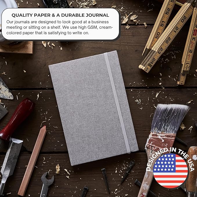 Portage Blank Hardcover Aesthetic Notebook Writing Journal – Bleed-Proof Paper Notepad for Journaling, High GSM, A5 Notebook, Cream Pages - Smoke, 6 x 8.5 Inches, 224 Pages