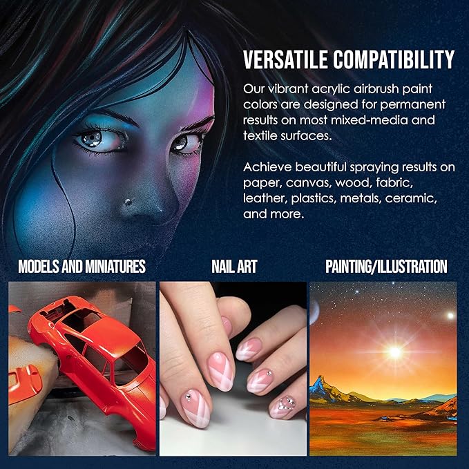 U.S. Art Supply Opaque Vermillion Red Acrylic Special Effects Airbrush Paint - 8oz Ready to Spray Air Brush Paint for Nails, Models, Fabric - Water-Based Air Brush Painting