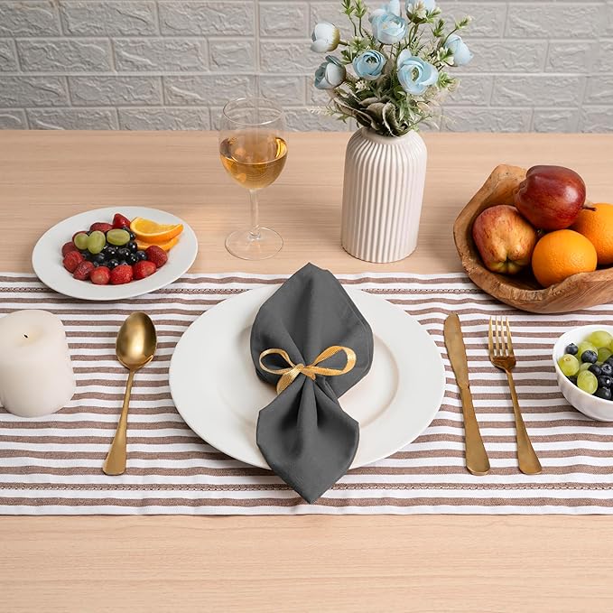Blue Needles Solid Cloth Napkins Set of 12 Grey 100% Cotton Dinner Napkins 18x18 inches - Soft, Reusable, Absorbent & Washable Linen, Ideal for Christmas Events, Parties & Everyday Use