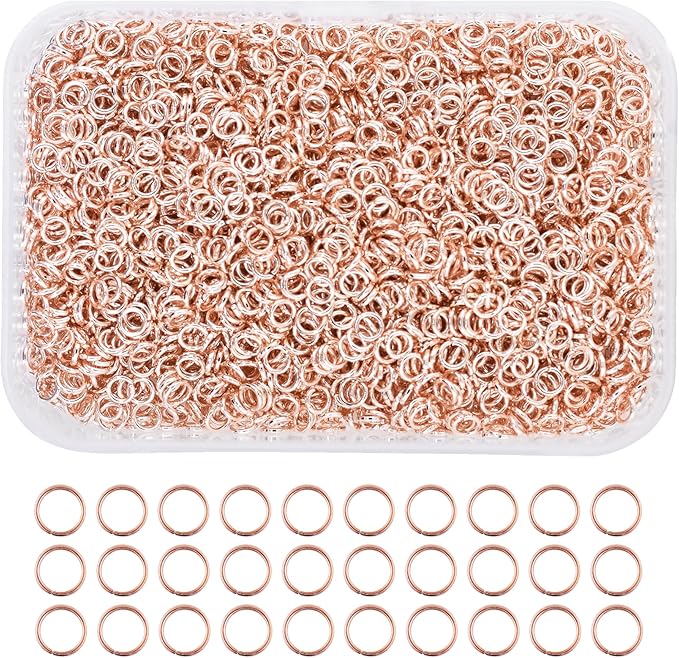 Mandala Crafts Assorted Rose Gold Color Jump Rings Jewelry Findings Metal O Rings for Jewelry Making Supplies - 2000 5mm Small Open Jump Rings Kit for Necklace Earring