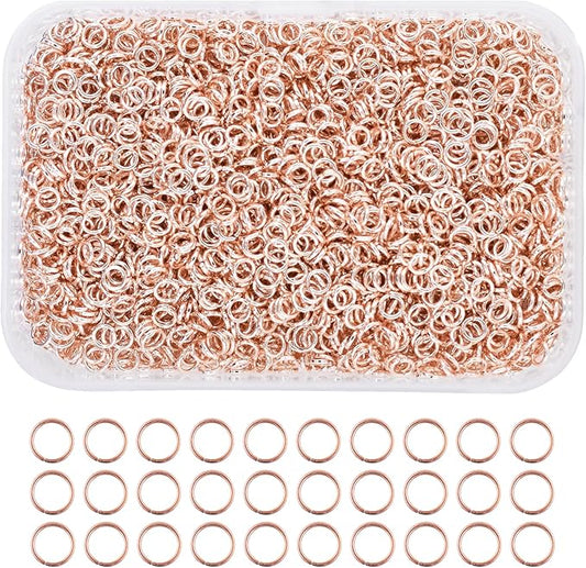 Mandala Crafts Assorted Rose Gold Color Jump Rings Jewelry Findings Metal O Rings for Jewelry Making Supplies - 2000 5mm Small Open Jump Rings Kit for Necklace Earring