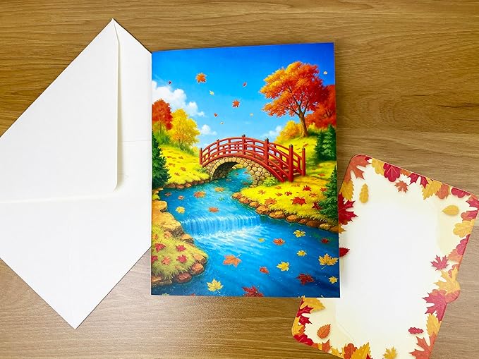 3D Pop Up Greeting Card – Handmade Maple Tree Card for Fall, Thanksgiving, Birthday, Anniversary – Laser Cut Autumn Card with Envelope – Unique Seasonal Gift for Men, Women, Friends, Family